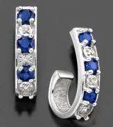 Savor the memory with these magnificent earrings featuring round-cut sapphire (1/2 ct. t.w.) and round-cut diamond accents set in 14k white gold. Approximate drop: 1/2 inches.