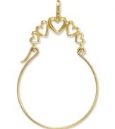 Keep all your favorite charms in place. This polished charm holder features a cut-out, five-heart design in 14k gold. Chain not included. Approximate length: 1-2/5 inches. Approximate width: 4/5 inch.