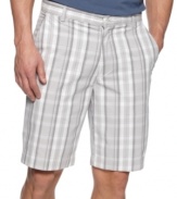 Don't fall flat. These plaid shorts from Alfani give you sophisticated summer style all season long.