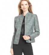 Try pairing Kasper's streamlined tweed jacket with suit separates like tailored trousers and pencil skirts for a pulled-together look with a touch of extra shine!