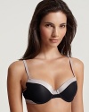 Add a modern accent to your intimates collection with this colorblock balconette bra from Calvin Klein.