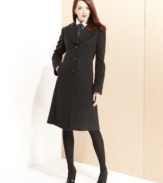 In a classic walker style, this wool-blend Jones New York coat is perfect for a modern, sophisticated look. Tailored details a create a sleek shape.