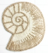 Life's a beach! Charm your bathroom in a look of seaside-inspired beauty with this shell shaped bath rug. Tufted with latex backing.