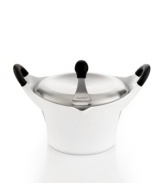 Elegant & sophisticated, this cast aluminum vessel is a true piece of art and performs like a real professional, too. The lightweight design heats up quickly & evenly for consistent, delicious results. Crafted with holes in the rim for pouring with the cover on and a stay-cool phenolic resin handle, this covered casserole is perfect for sealing moisture & flavor into bigger family dishes. 3-year warranty.