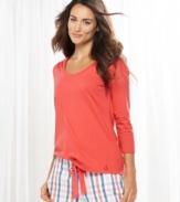 Colorful and bright. Nautica's 3/4 sleeve tee is a cheerful way to lounge around.