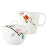 Make any meal sing with the Chirp creamer and sugar bowl set from Lenox Simply Fine. Adorned with the beloved birds and florals of Chirp dinnerware and in ultra-durable bone china, it's an irresistible addition to any serveware collection. Qualifies for Rebate