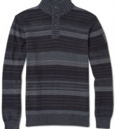 This jazzy uptown fitted multi-tonal pullover sweater by Calvin Klein Jeans is the perfect top to complete your stylish look.