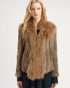 Plush rabbit and coyote fur make up this luxurious, wonderfully warm design.V necklineShawl collarLong sleevesSide slash pocketsFully linedAbout 23 from shoulder to hemRabbit and Coyote furDry clean by fur specialistImportedRabbit fur origin: ChinaCoyote fur origin: USAModel shown is 5'10 (177cm) wearing US size Small. 