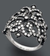 Get royally inspired. Deco by Effy Collection's gothic-glam crown ring features a unique 14k white gold and black rhodium setting decorated by round-cut diamonds (1-1/4 ct. t.w.). Size 7.