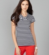 Chic to a T - get the look in this classic tee from Tommy Hilfiger. Pair it with on-trend colored jeans for a look that's so right now! (Clearance)