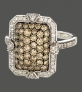 Shapely style. This unique, rectangular ring by Le Vian features round-cut chocolate diamonds (1-1/10 ct. t.w.) surrounded by neat rows of round-cut white diamonds (1/3 ct. t.w.). Crafted in 14k white gold. Size 7.