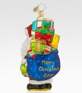 EXCLUSIVELY AT SAKS. This charming European glass ornament features a jolly St. Nick and a present-packed bag to commemorate the season.Mouthblown, handpainted glass 5¾ high Made in Poland