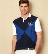 Pattern you style game after the masters with this argyle golf shirt from Nautica.