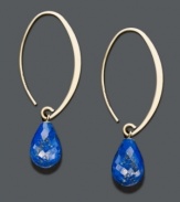 Liven up any look with a bright pop of color. A sweep of 14k gold highlights a faceted lapis drop (7-1/3 mm). Approximate drop: 1-1/2 inches.