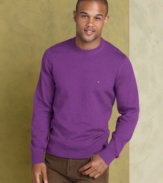 This Tommy Hilfiger Sweater is knit from the softest combed cotton for a luxurious feel and classic style.