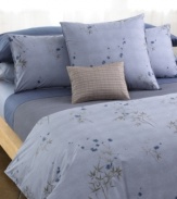 Serene Asian-inspired flora float over soft mauves, lending your room a peaceful elegance. Coordinates with the designer's Rhythmic Stripe pattern. 100% combed cotton with a luxurious 220-thread-count, vat dyed for longer-lasting color and softness.