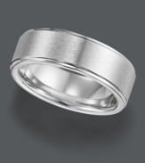 Comfortable and chic. Triton men's ring boasts a slightly rounded inside for a smooth fit, with a unique edged design. Crafted in cobalt. Approximate band width: 7-1/2 mm. Sizes 8-15.