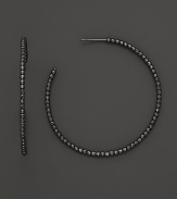 14K. black gold beads add fascinating texture and brilliance to classic hoops. By Lana.