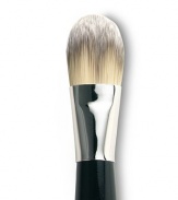 A synthetic fiber brush that is the perfect size and shape to naturally define the cheek bone. Unique hairs are designed to pick up and distribute pigment easily and evenly. Gently pick up product with the flat sides of the brush and remove excess. Using soft downward strokes, apply to the apple of the cheek in a rounded horseshoe shape. 