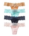 A flattering low-rise thong with a delicate lace waistband in great fashion colors.