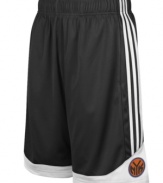 Get a step up on your competition and channel your favorite NBA basketball team with these New York Knicks shorts from adidas.