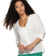 A chic button-front silhouette in light-as-air fabric makes this easy shirt from Calvin Klein Jeans an instant classic.