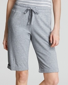 Comfy Bermuda sleep shorts in heather grey.