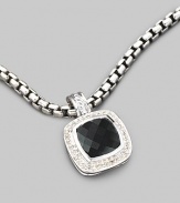 From the Albion Collection. Faceted black onyx, richly framed by pavé diamonds and set in sterling silver. Diamonds, 0.24 tcw Black onyx Sterling silver About ½ square Hinged clip clasp Made in USA Please note: Necklace sold separately.