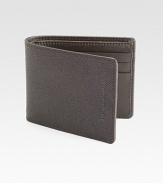 Every man's must-have accessory, in rich, pebbled leather.One billfold compartmentSix card slotsLeather4 x 3¼Made in Italy