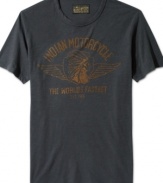 Lucky Brand celebrates America's first motorcycle brand in this graphic tee emblazoned with a vintage-look Indian Chief emblem.