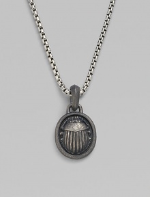 An antiqued scarab pendant is crafted from pure sterling silver and hangs from a classic box-chain necklace. From the Petrvs Collection Sterling silver 2.7mm chain, about 22 long Lobster clasp Imported 