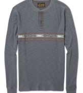 Lucky Brand puts it mark on the traditional henley-neck shirt with a front-and-center placement print.