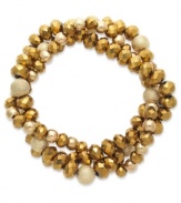 Relive the golden age with this torsade bracelet from Charter Club. Plastic and glass beads form delicate clusters, creating a stylish design. Crafted in gold tone mixed metal. Approximate length: 7-1/2 inches.