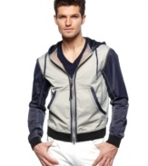 Layer up your look with this hooded jacket from Armani Jeans.