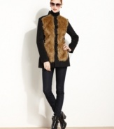 Faux-fur adds the look of luxe to this streamlined Kensie coat -- perfect for an urban-chic look!