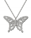 Flight of fancy: Swarovski's butterfly-shaped Nightingale pendant is the perfect whimsical accent. Made in silver tone mixed metal. Approximate length: 15 inches. Approximate drop: 1 inch.