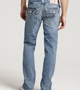 The Ricky jean is a classic straight leg jean with back and coin flap pockets and True Religion's signature horseshoe stitching.