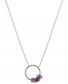 Elegance in amethyst. Judith Jack's circle pendant is crafted from sterling silver with marcasite (1/4 ct. t.w.) and amethyst stones (2 ct. t.w.) giving it a vibrant pop. Approximate length: 16 inches. Approximate drop: 9/10 inch.