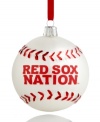 Bring year-round cheer to Red Sox Nation with the MLB baseball ornament from Kurt Adler. It's a guaranteed hit with Boston fans in red and white glass.