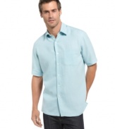 Add a bit of polish to your casual look with a luxurious silk blended shirt from Tasso Elba. (Clearance)