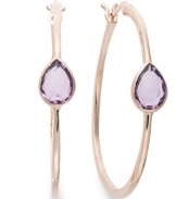 Classic earrings get a sparkly update. Victoria Townsend's stunning hoop earrings feature pear-cut amethyst (1-3/4 ct. t.w.) in 18k gold over sterling silver. Approximate diameter: 1-1/2 inches.