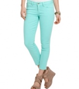 Embrace the blues with these trend-forward colored jeans from GUESS? ... pair with sky-high wedges to elongate the line!