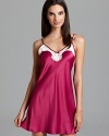 Sensual and sassy, In Bloom's Satin Doll chemise features a pop of color against bold lace detail.