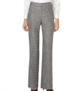 Sleek trousers with the right amount of stretch are office essentials - check out these from Jones New York. Rendered from crosshatch woven fabric, they lend texture to silky blouses or crisp cotton shirts.