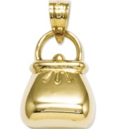 The perfect gift for the mall diva. This shiny purse charm comes in polished 14k gold. Chain not included. Approximate length: 7/10 inch. Approximate width: 2/5 inch.