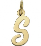 The perfect gift for Samantha. This polished S initial charm features a pretty, small script design in 14k gold. Chain not included. Approximate length: 7/10 inch. Approximate width: 3/10 inch.