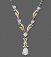 Cross your heart with this alternating 14k gold and sterling silver linked pendant necklace featuring rich white round- and pear-cut opals (5/8 ct. t.w.). Approximate length: 18 inches. Approximate drop: 3/4 inches.