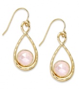 A touch of color livens any look. These stunning 10k gold figure 8 drop earrings feature round-cut pink chalcedony stones (2-1/2 ct. t.w.) on french wire. Approximate drop: 1-1/2 inches.