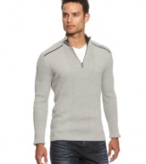 This mock neck INC International Concepts sweater adds style to your casual look.