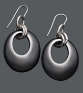 Express your savvy style in bold, black drops. Cut-out onyx links (30 mm x 25 mm) set in sterling silver add an instant glam factor to your look. Approximate length: 2 inches.